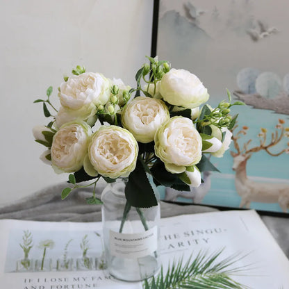 Artificial Flowers Peony Bouquet Vase